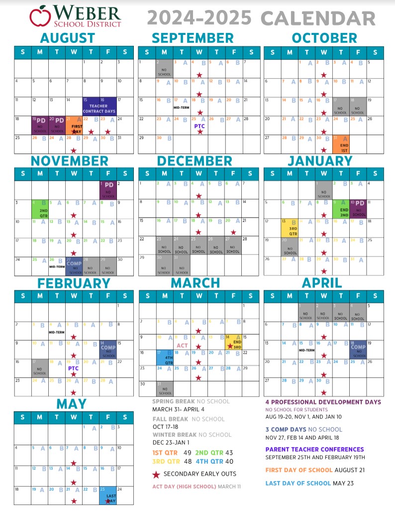 Weber School District AB Calendar 24-25